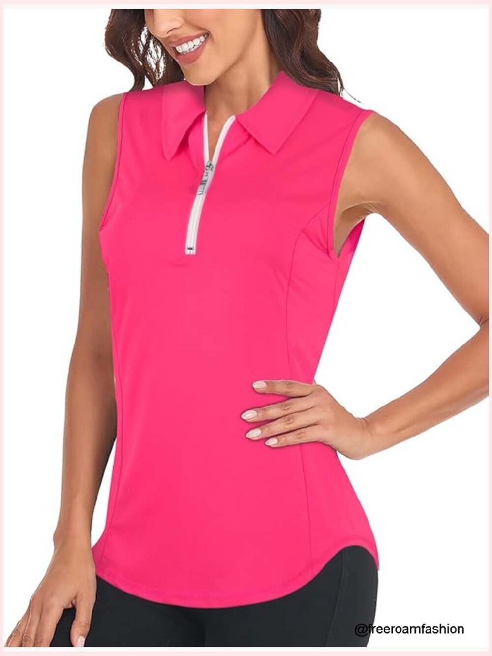 Sleeveless Golf Polo Tank Top Zip Up Sun Protection UPF 50+ Lightweight